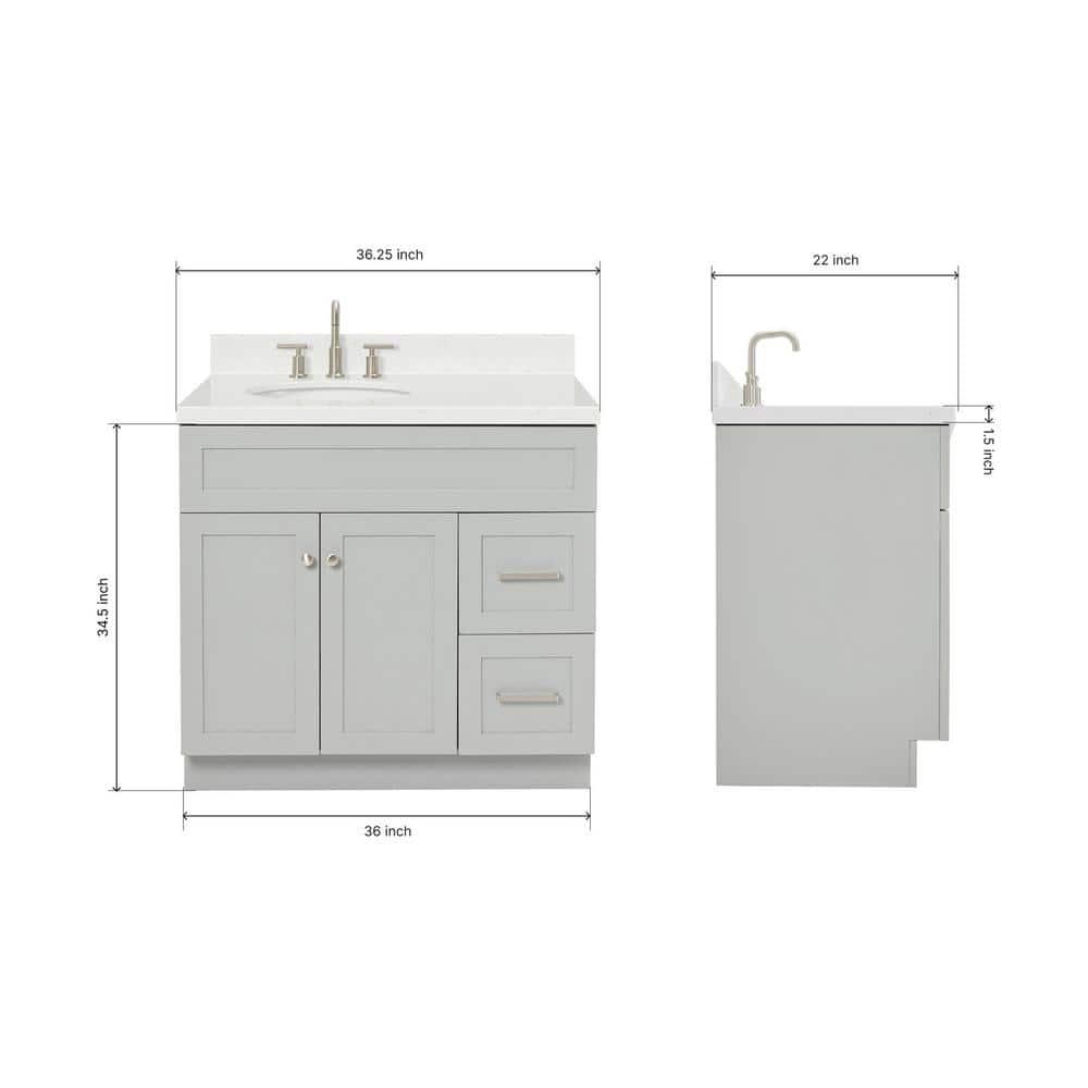 Ariel F036slcqovo Hamlet 36" Free Standing Single Basin Vanity Set - Grey