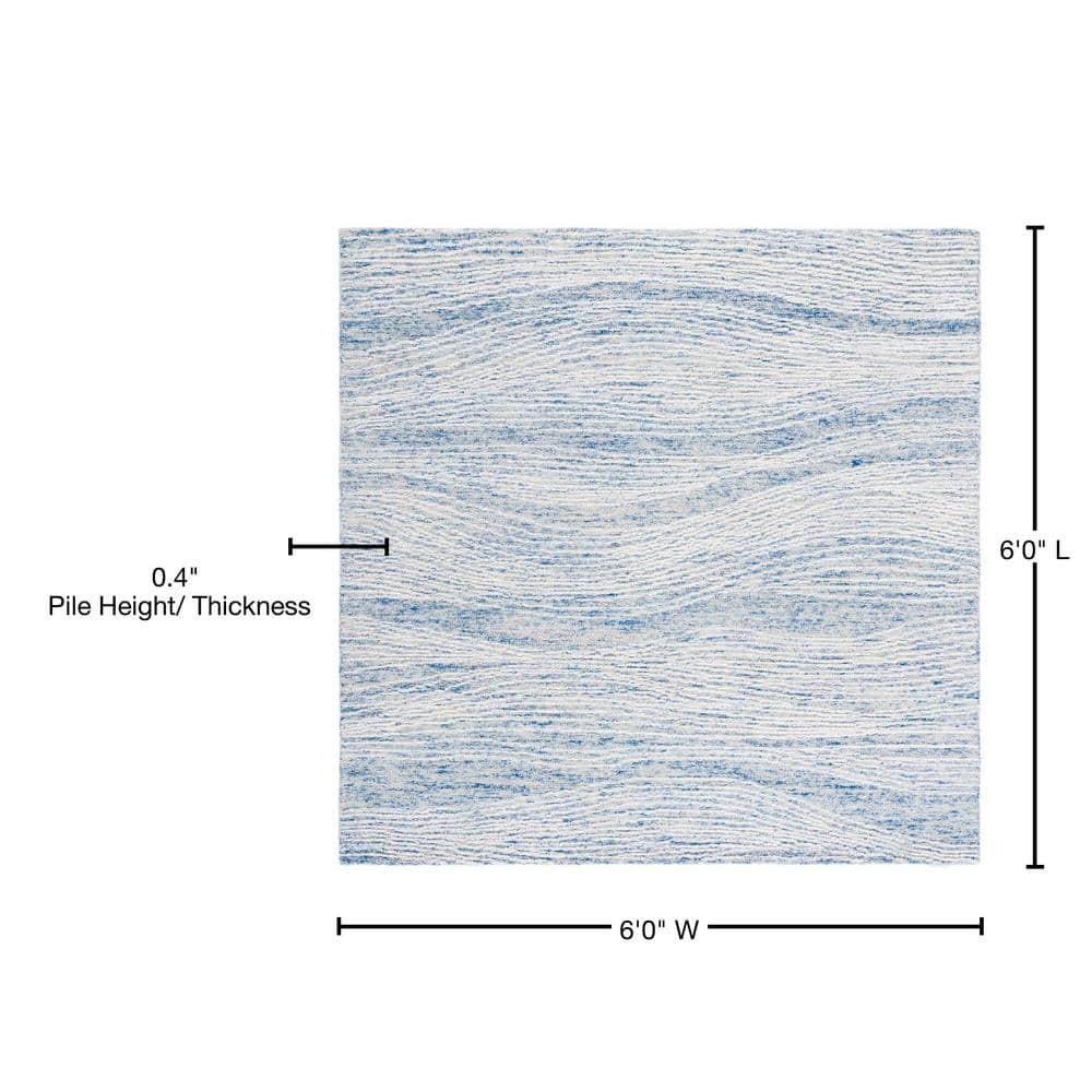 SAFAVIEH Metro Bridget Abstract Area Rug, Blue/Ivory, 6' x 6' Square