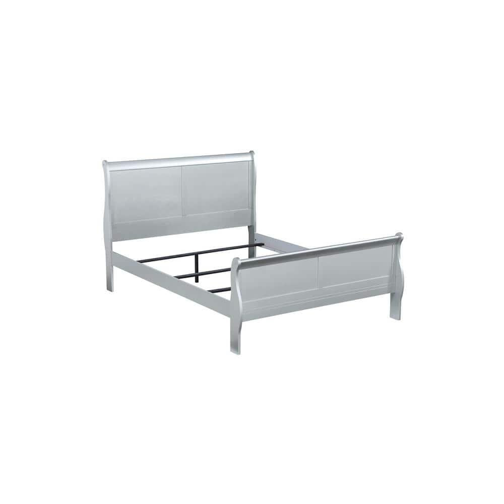 Full Louis Philippe Bed Platinum - Acme Furniture: Classic Sleigh, Pine Wood Frame, Box Spring Required