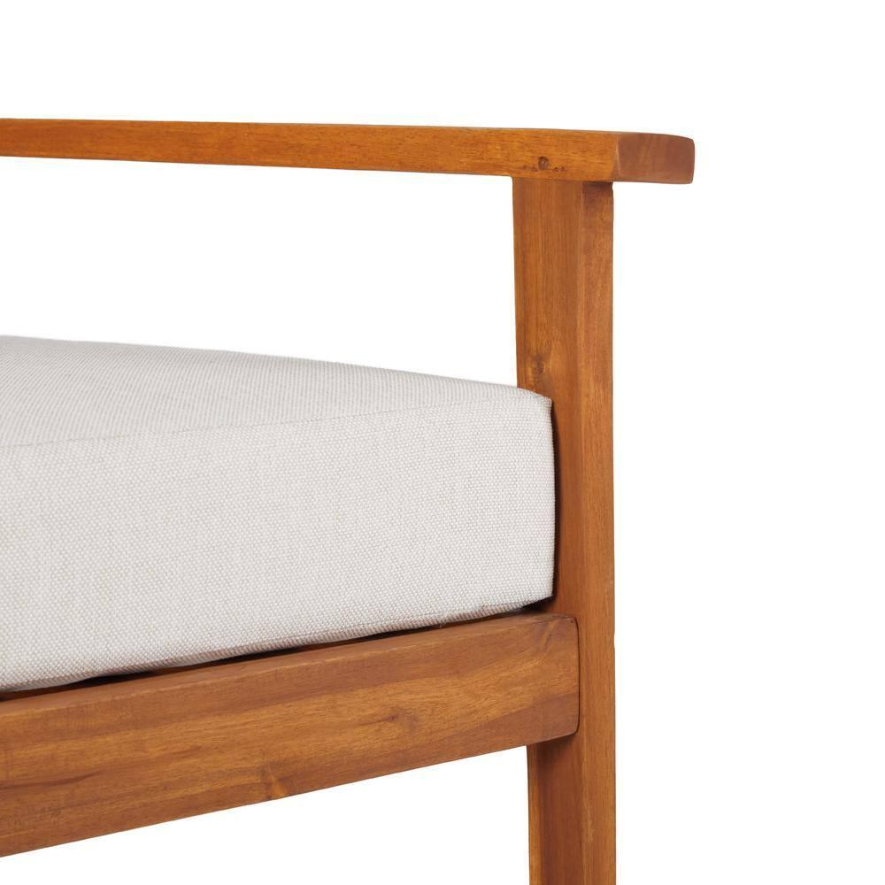 Modern Brown Solid Acacia Wood Outdoor Loveseat with Cushions