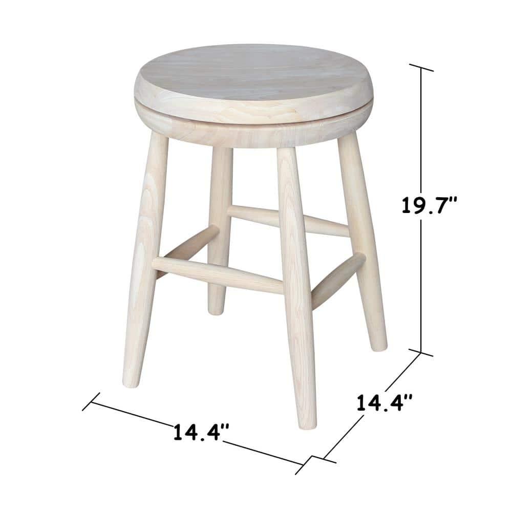 Jonathan Swivel Scooped Seat 18" Stool - Unfinished - International Concepts: Solid Wood, Round, No Assembly Required