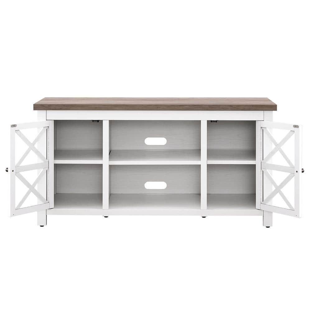 Evelyn&Zoe Colton Rectangular TV Stand for TV's up to 55", White/Gray Oak