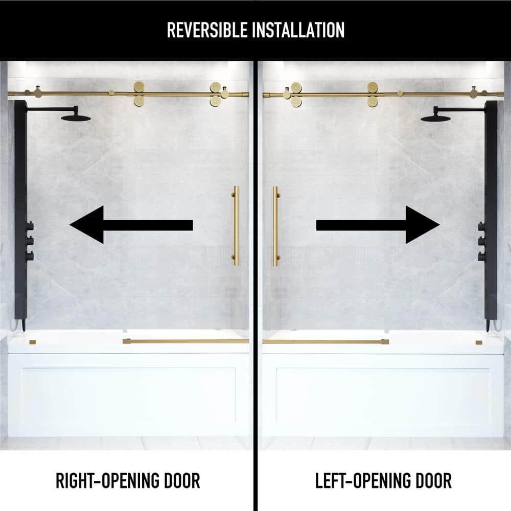 Elan 56-60" W x 66" H Sliding Frameless Tub Door with 3/8" Laminated Glass