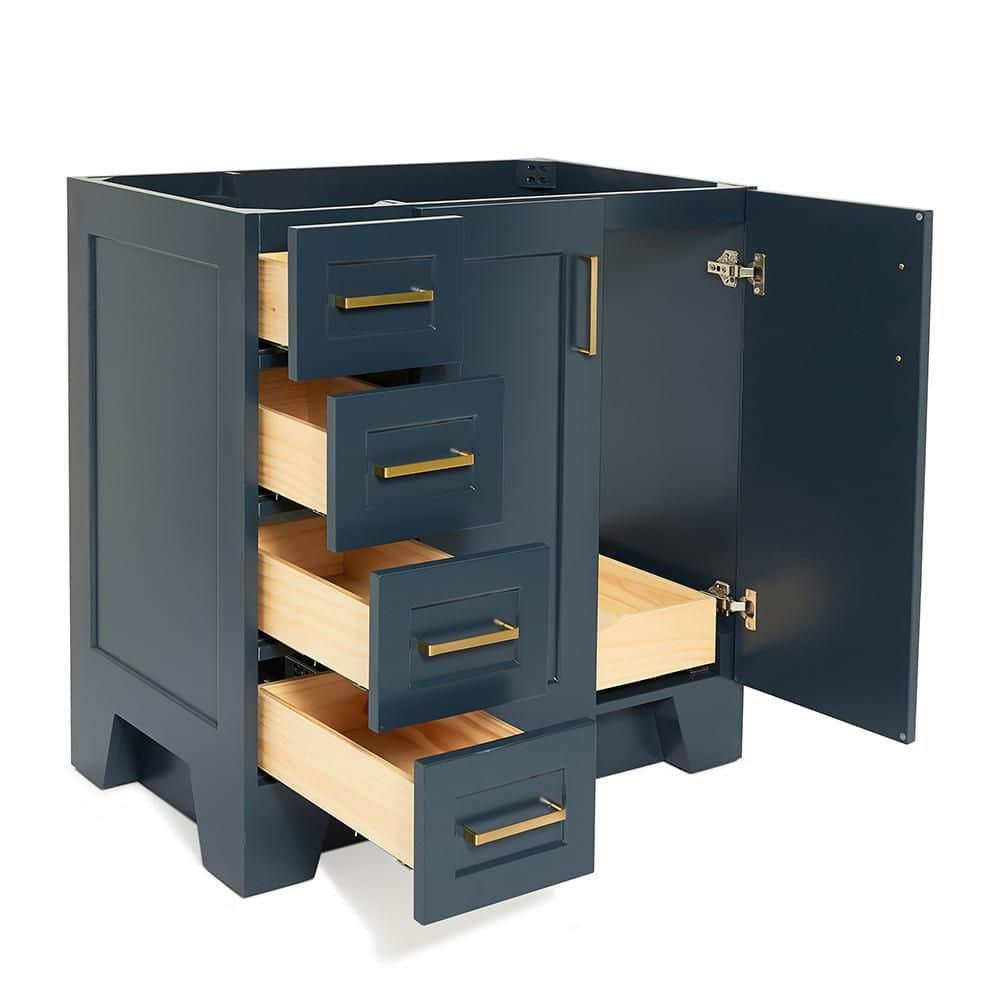 Sawyer 36'' Solid Wood Single Bathroom Vanity Base Only, Right Offset Base Cabinet without Top