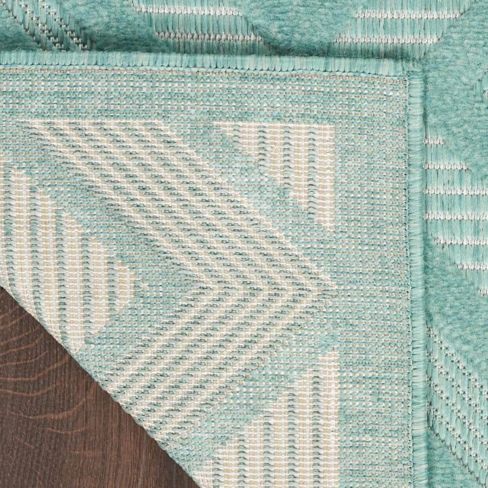 Nourison Versatile Diamond Geometric Flatweave Indoor Outdoor Area Rug Aqua/Teal 4' x 6'