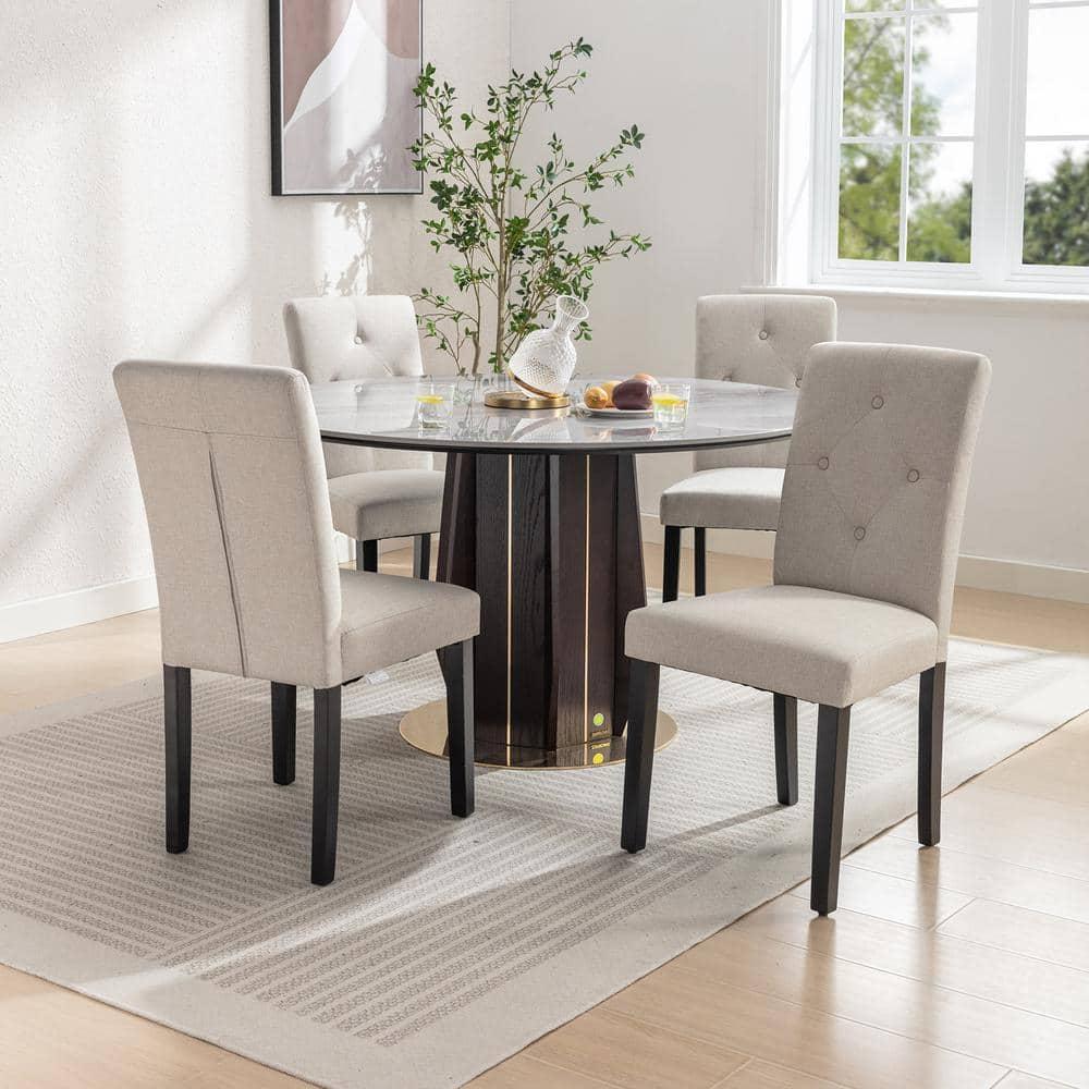 Westice Dining Room Chairs Set of 6 Upholstered PU Leather Kitchen Chairs Dining Room Side Chair with Nailhead Trim and Rubber Wood Legs for Small Space Apartment, Brown