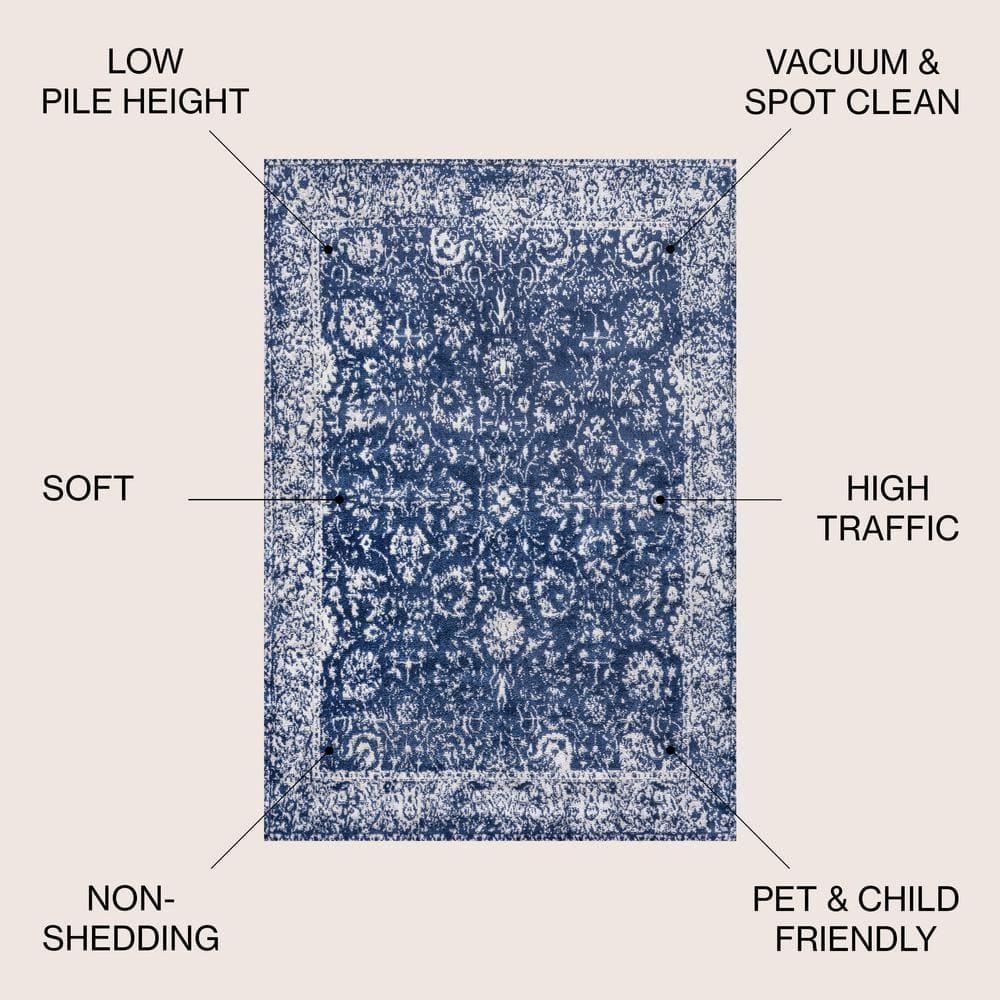 4'x6' Soleiman Modern Persian Area Rug, Navy - JONATHAN Y