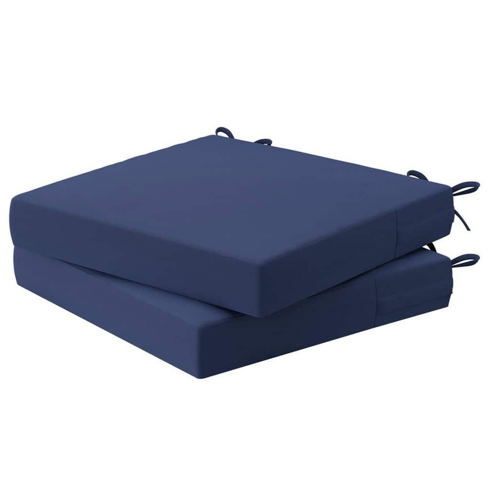 18 in. x 18 in. x 2 in. Outdoor Square Dining Chair Seat Cushion for Patio Furniture, Navy Blue (2-Pack)
