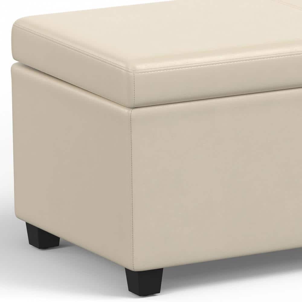 Simpli Home Avalon 54"W Upholstered Storage Ottoman Bench with Interior Storage and Safety Hinges