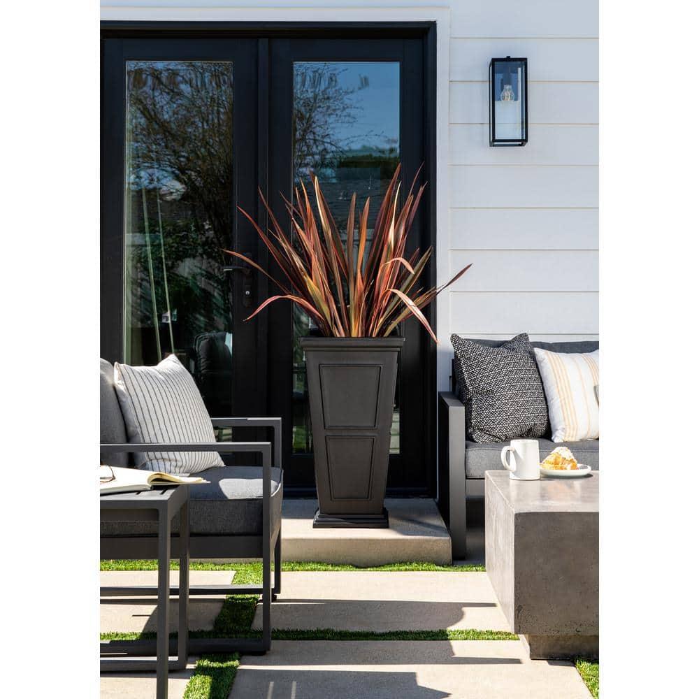 Veradek Brixton Tall 28" Plastic Planter 2-Pack Black