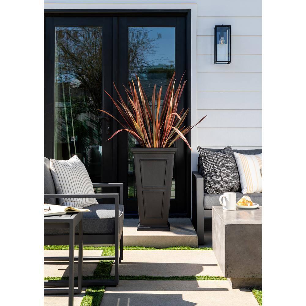 Veradek Brixton Tall 28" Plastic Planter - Black