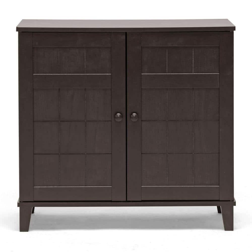 Glidden Wood Modern Shoe Cabinet (Short) Dark Brown - Baxton Studio
