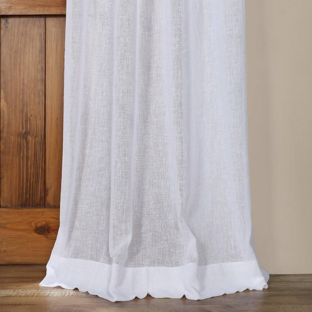 Aspen White Grommet Solid Faux Linen Sheer Curtain (1 Panel), Aspen White, 50W X 96L