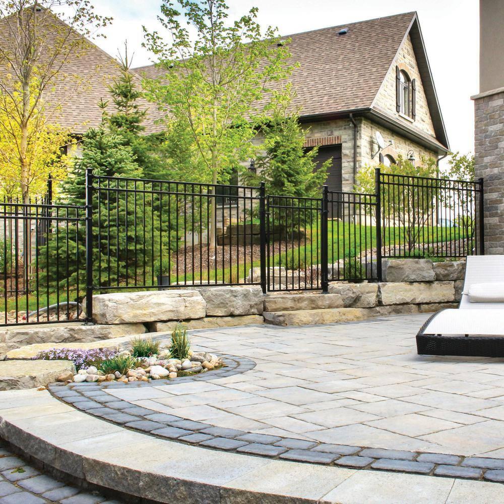 Nuvo Iron 5-ft H x 6-ft W Textured black finish Galvanized steel Containment Gate Spaced picket Fence panel