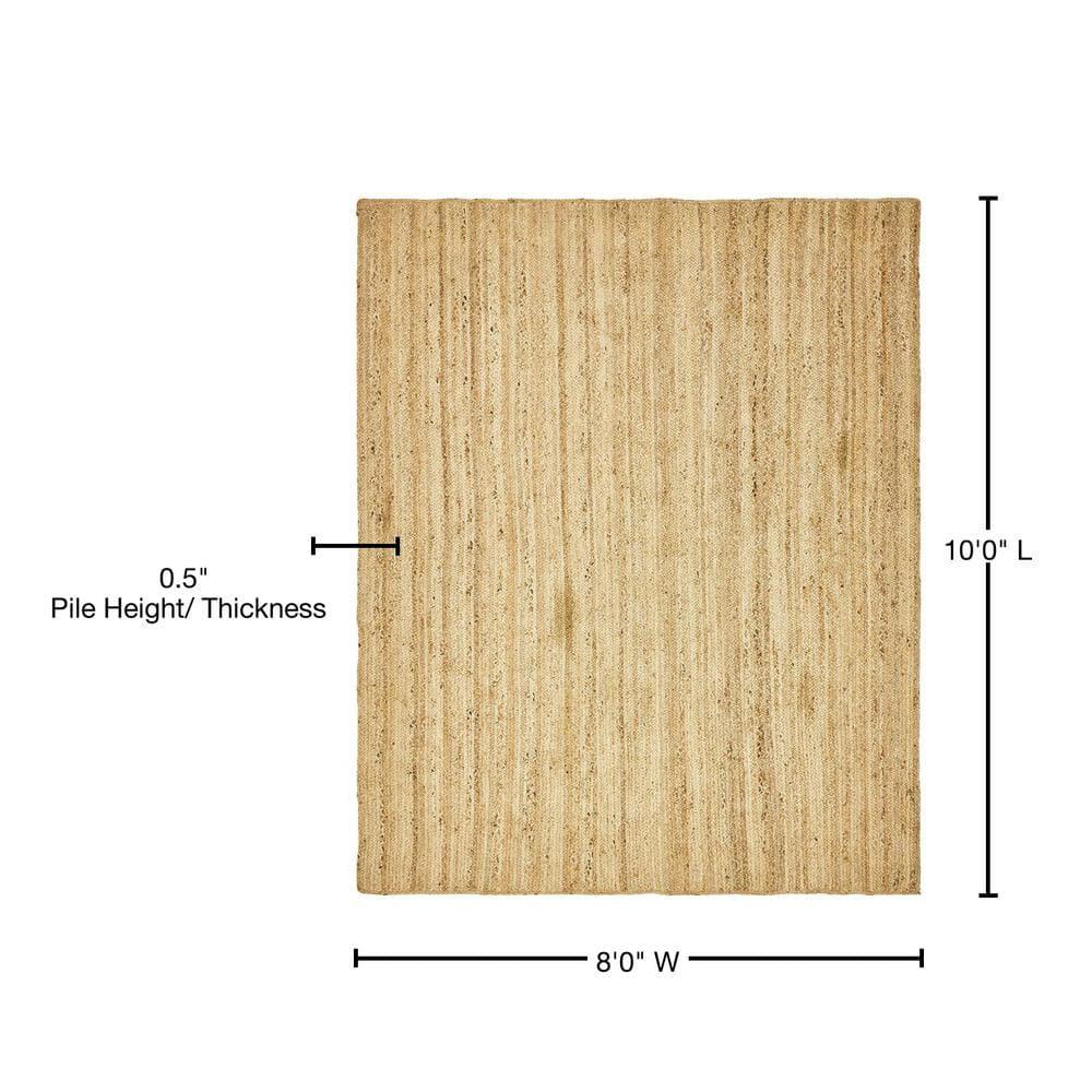 Unique Loom Braided Jute Collection Area Rug - Dhaka (8' x 10' Rectangle, Natural)