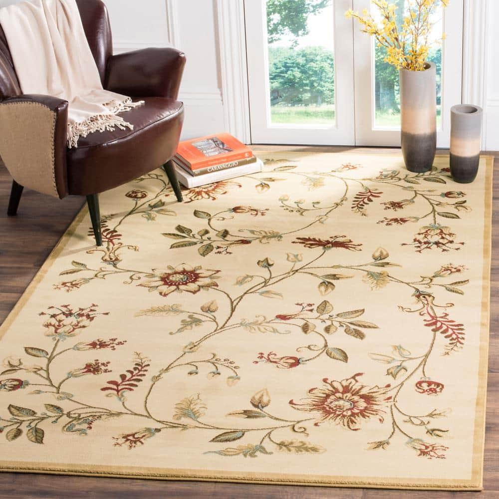 Lyndhurst LNH552 Power Loomed Area Rug - Ivory/Multi - 5'3"x7'6" - Safavieh.