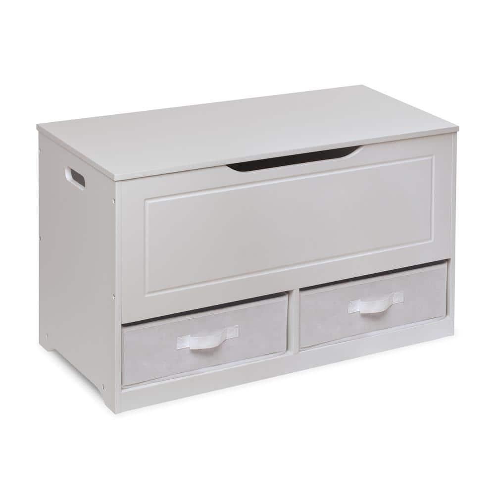 Badger Basket Up and Down Toy and Storage Box and Bench with Two Baskets - White