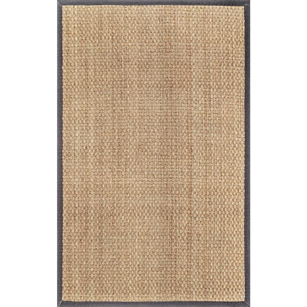 nuLOOM Hesse Checker Weave Seagrass Indoor/Outdoor Accent Rug, 3x5, Dark Grey