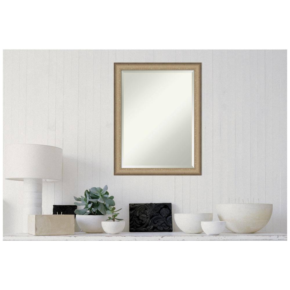 21" x 27" Elegant Brushed Framed Bathroom Vanity Wall Mirror Bronze - Amanti Art: Satin Finish, Polystyrene Frame, Wall Mounted