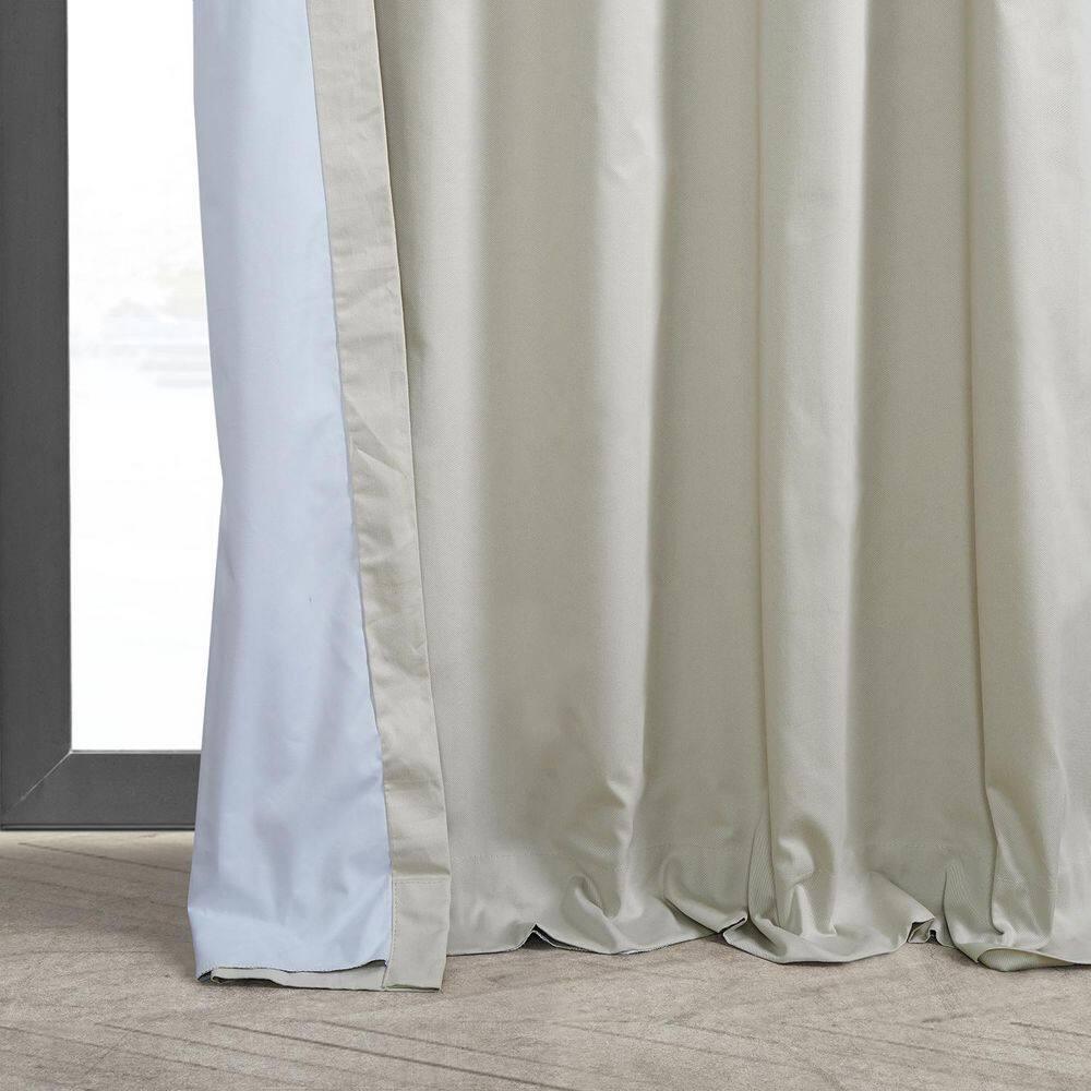 Light Greige Ivory Solid Cotton 50 in. W x 84 in. L Rod Pocket Blackout Curtain (Single Panel)