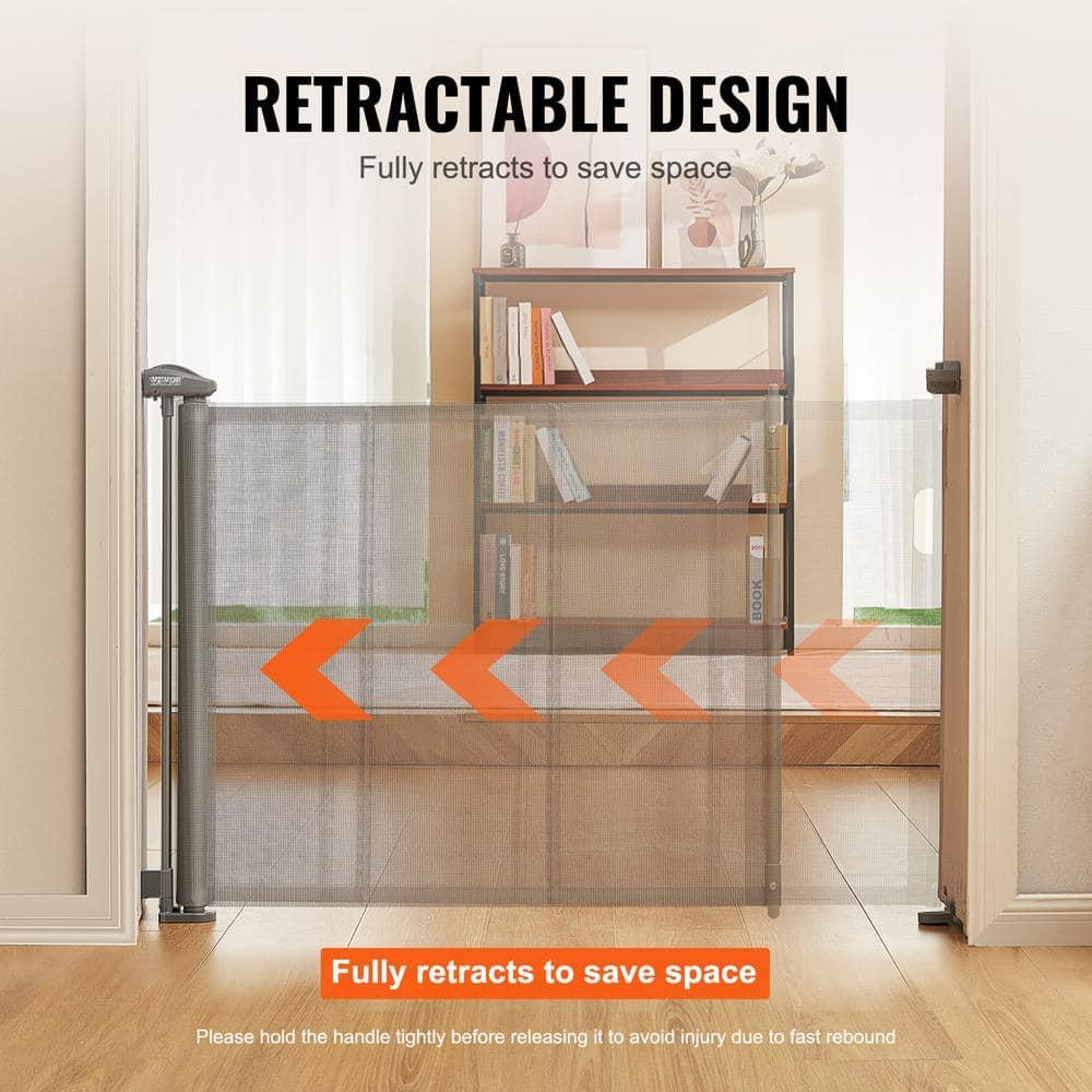 VEVOR VEVOR Retractable Gate Black Plastic Wall Mounted Pet Gate