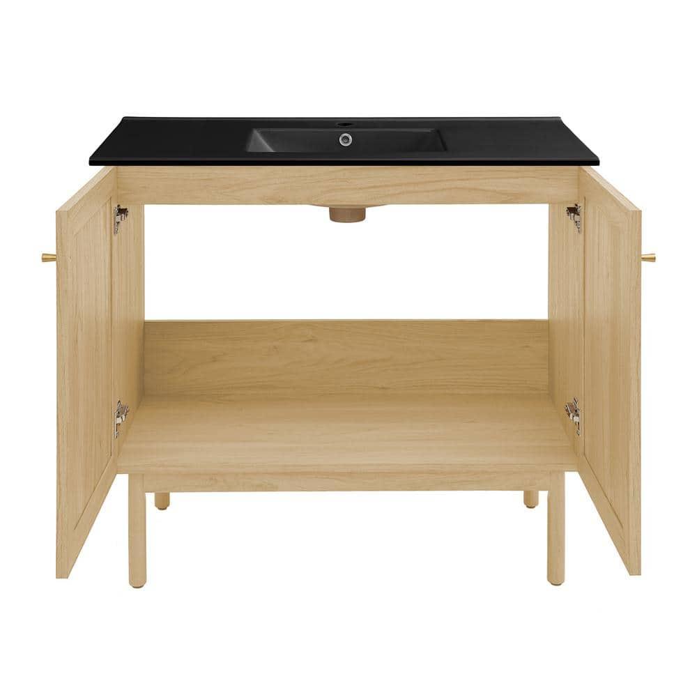 Swiss Madison Classe 36" Freestanding Bathroom Vanity In Natural Oak With 3-Hole Widespread Sink Top