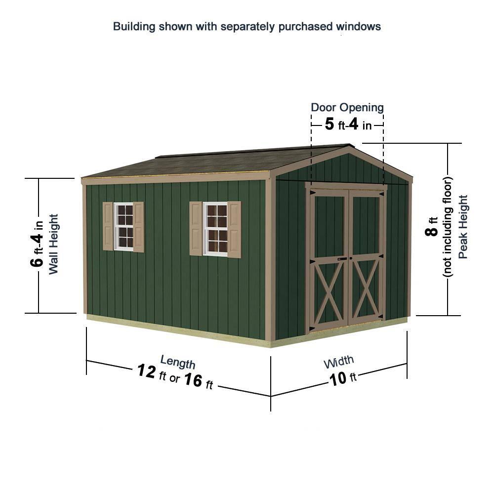 Elm 10 ft. W x 12 ft. D Solid Wood Storage Shed