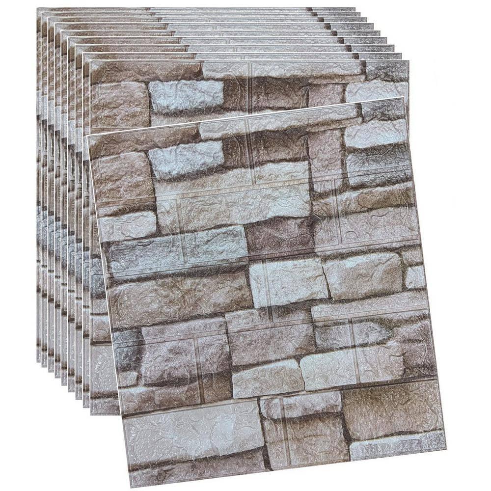 Yutianli 20PSC 3D Wall Panels Peel and Stick Faux Brick Wall Panels Self-Adhesive 3D Brick Wallpaper Foam Stone Wall Panel