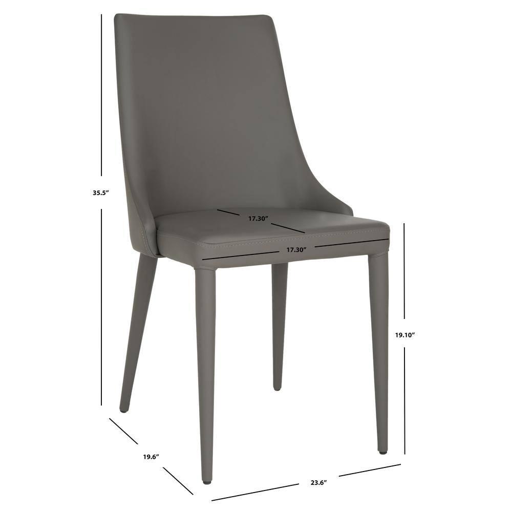 Summerset 19" H Leather Side Chair (Set of 2) - FOX2014 - Grey - Safavieh Couture