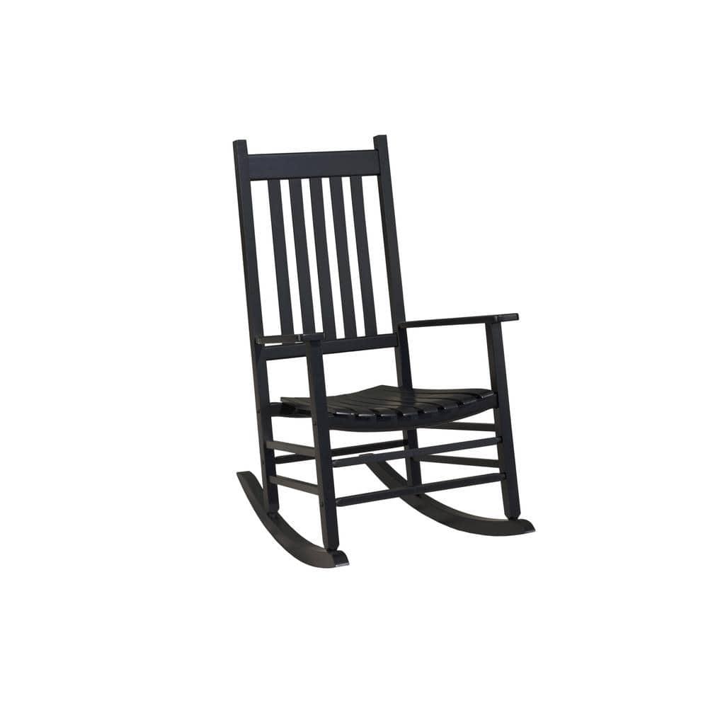 Jack Post Knollwood Mission Style Outdoor High Gloss Hardwood Rocker Chair with Slat Back Design, for Porch, Patio, Lawn, or Garden, Black