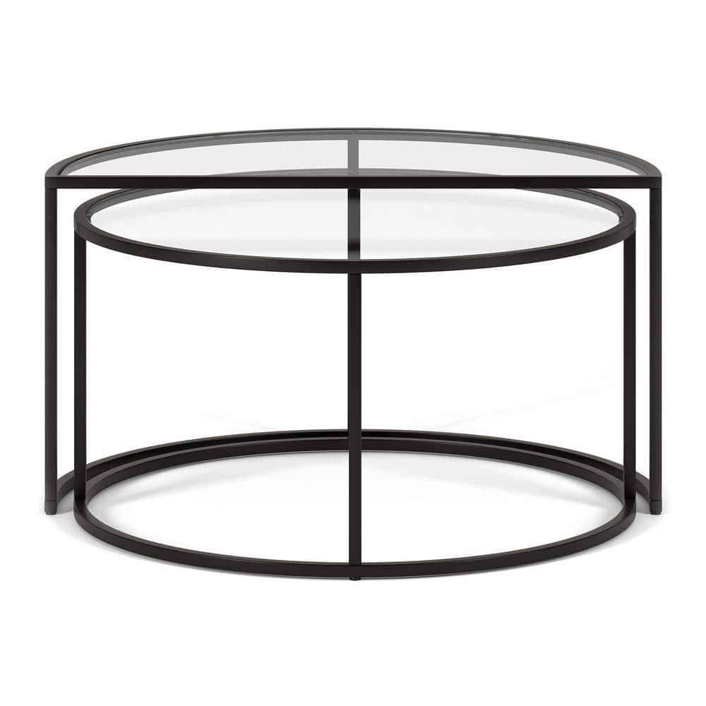 Evelyn&Zoe Luna Round & Demilune Nested Coffee Table, Blackened Bronze