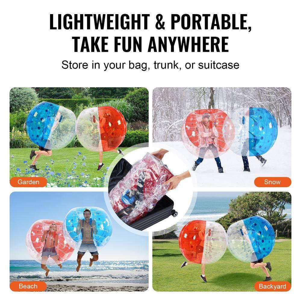 VEVOR Inflatable Bumper Balls 2-Pack, 5FT/1.5M Body Sumo Zorb Balls for Teen & Adult, 0.8mm Thick PVC Human Hamster Bubble Balls