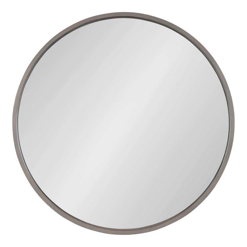 Kate and Laurel Valenti Farmhouse Round Wall Mirror, 28 Inch Diameter, Gray, Decorative Circle Mirror