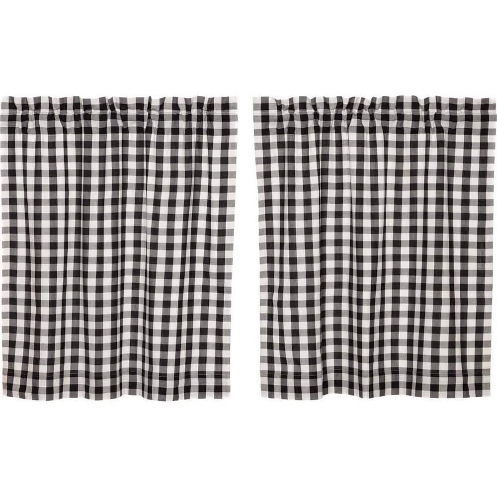 VHC Brands Annie Buffalo Check Plaid Cotton Ruffled Cafe Curtain (Set of 2)