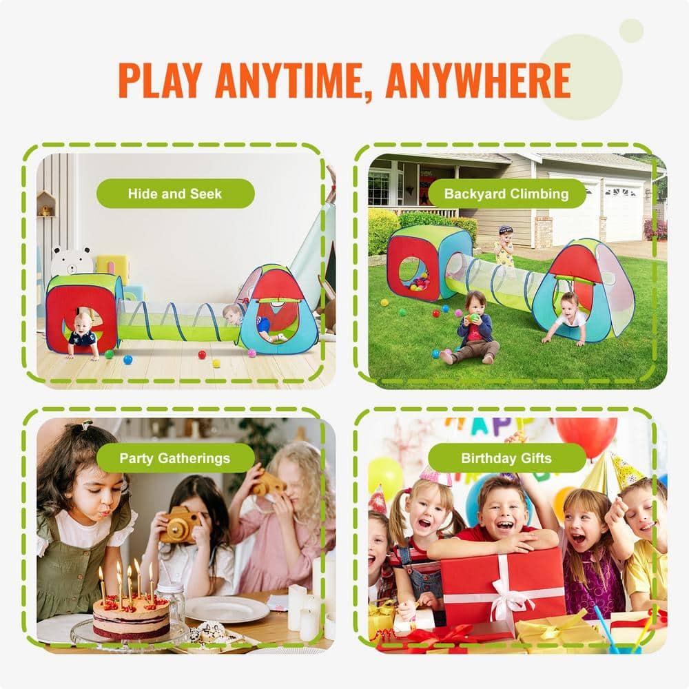 3 in 1 Kids Play Tent with Tunnel, Multi Color