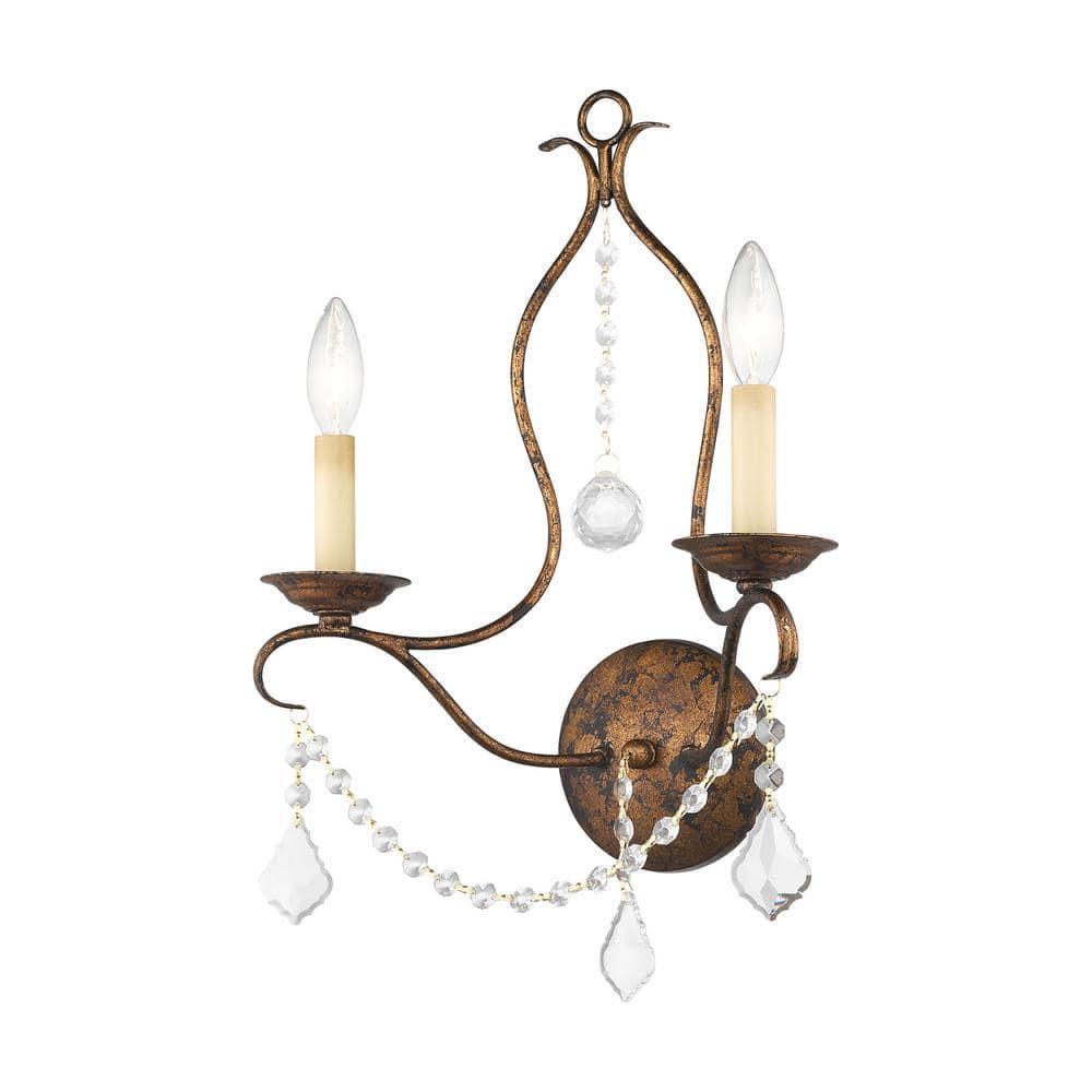 Livex Lighting Chesterfield 2 - Light Wall Light in  Hand Applied Venetian Golden Bronze