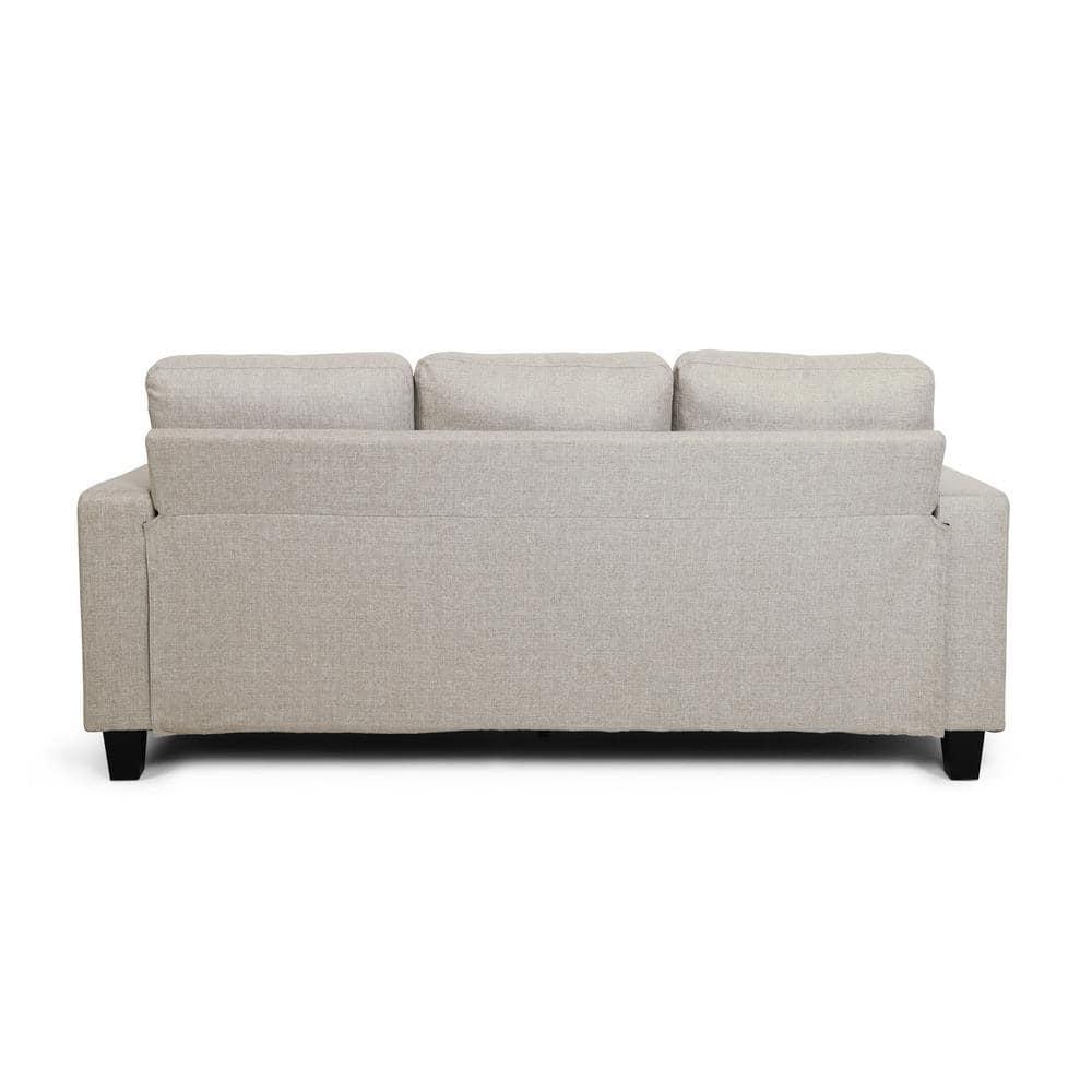 Noble House Laranne 3 Seater Tufted Fabric Sofa, Beige, Dark Brown