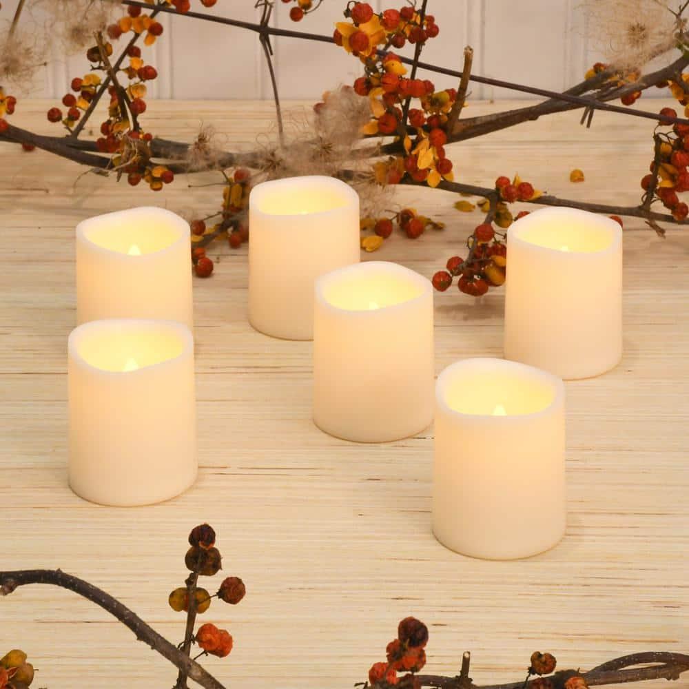 LumaBase Battery Operated LED Mini Pillar Candles - Set of 6