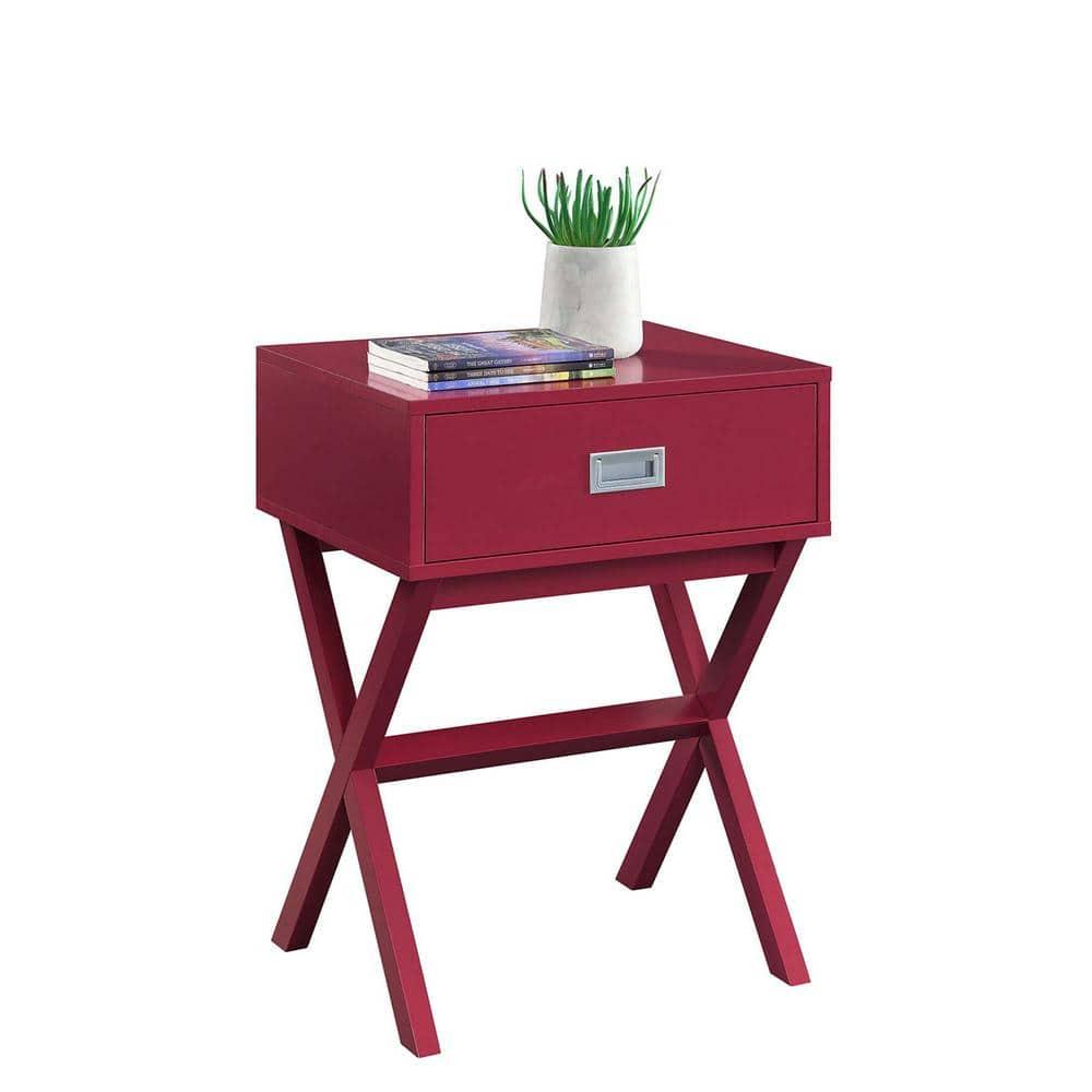 Convenience Concepts Designs2Go Landon 1 Drawer End Table, Cranberry Red