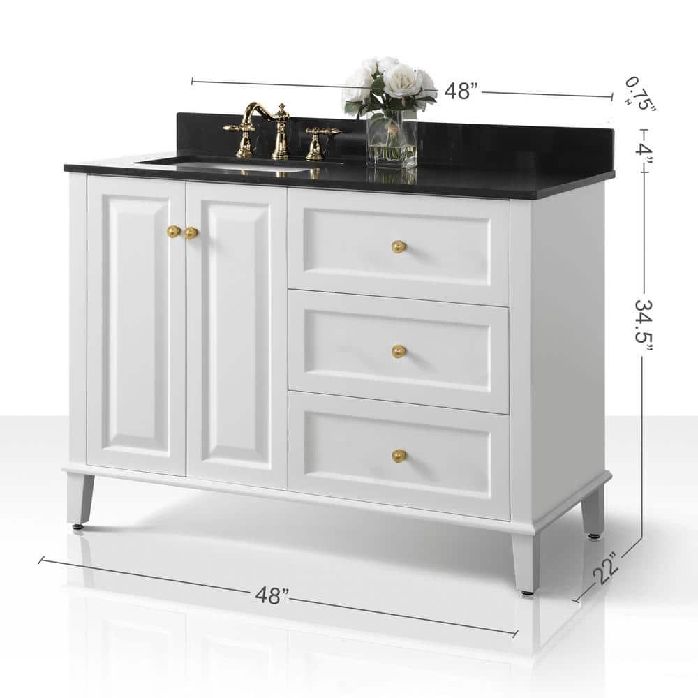 Hannah 48" White Birch Freestanding Bathroom Vanity with Quartz Top