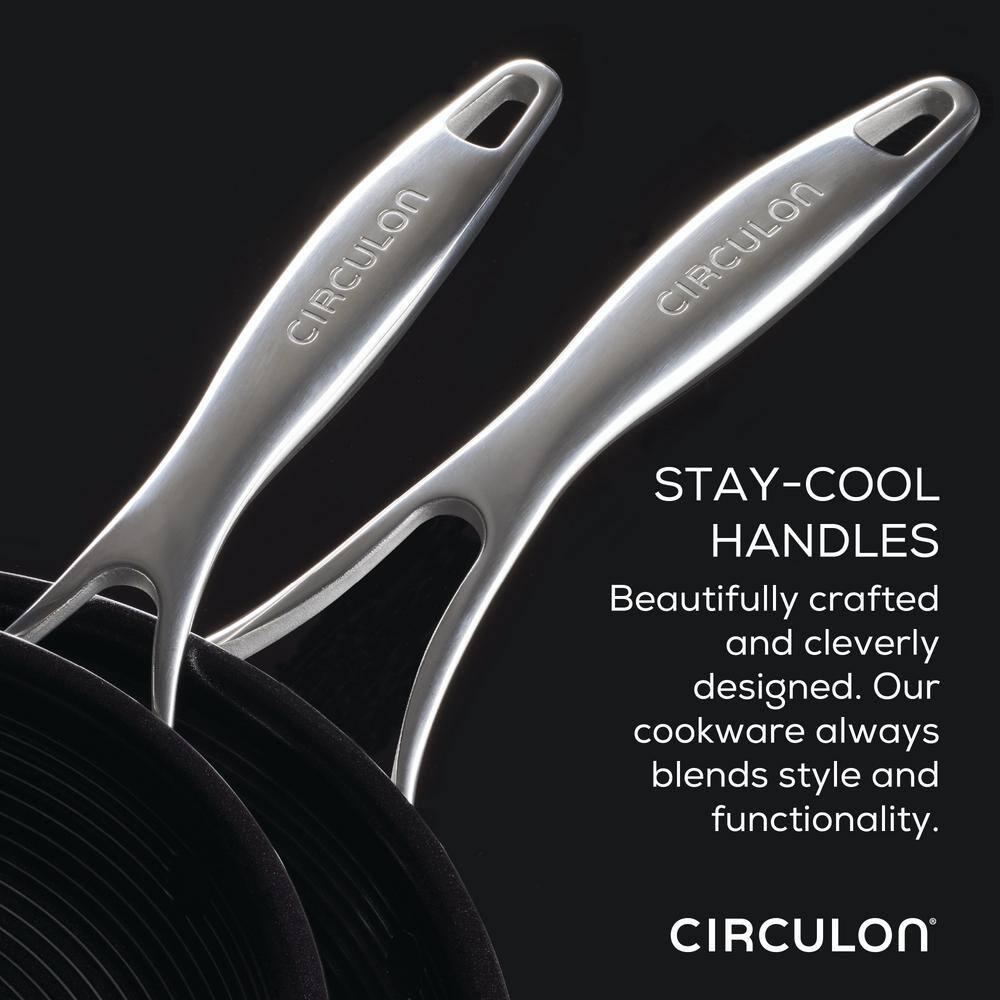 Circulon Clad Stainless Steel Frying Pans with Hybrid SteelShield, 2 Piece, Silver