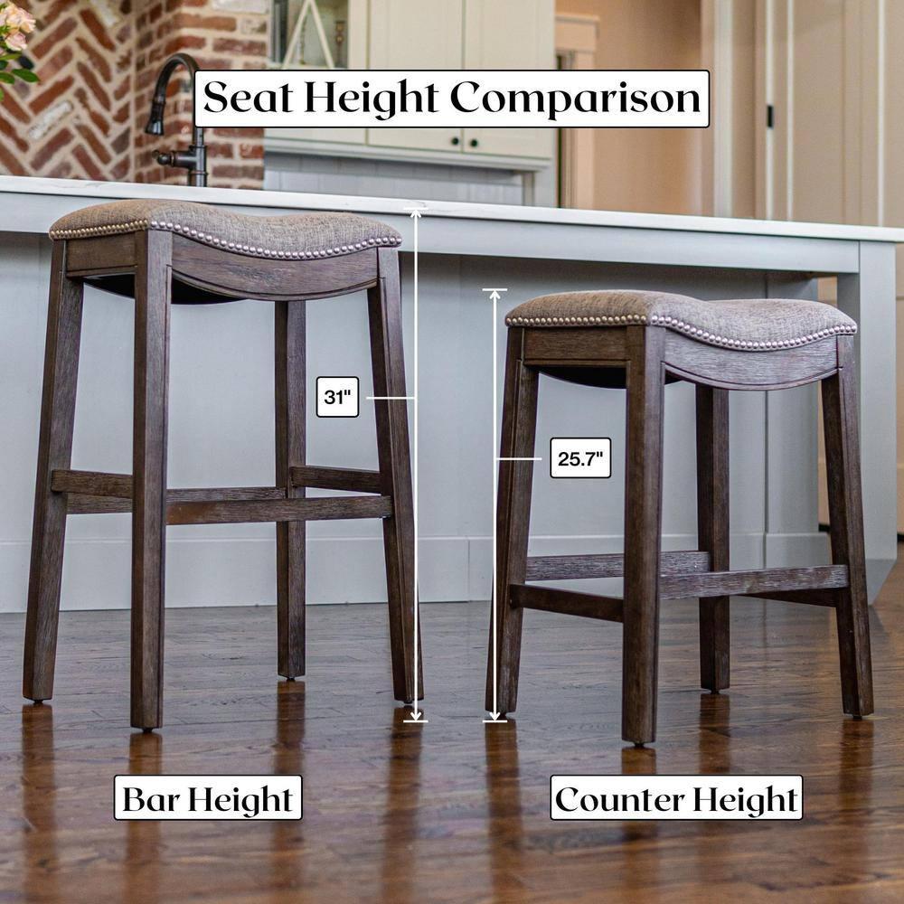 Maven Lane Maven Lane Adrien Backless Saddle Kitchen Stool with Fabric Upholstery