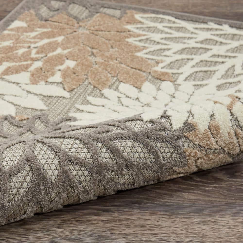Nourison Aloha Floral Bloom Flatweave High-Low Indoor Outdoor Area Rug Natural 5'3" x 7'5"