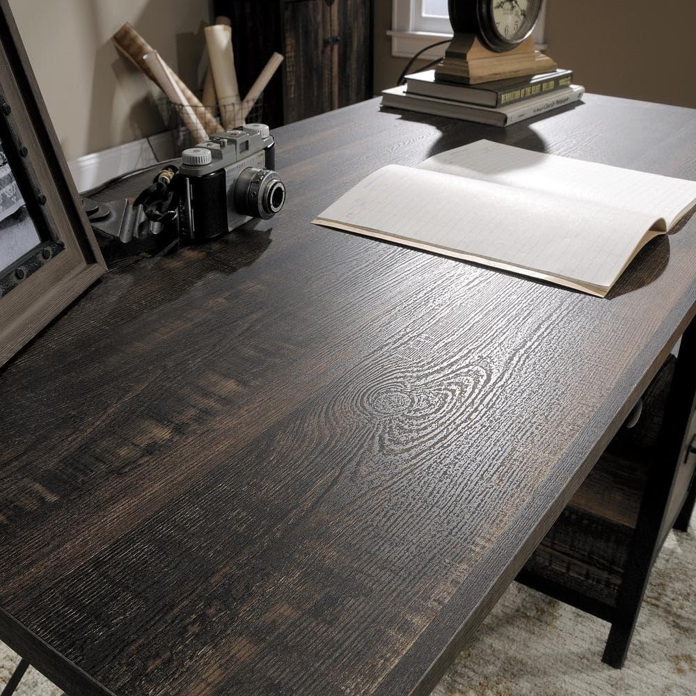 Sauder Steel River Writing Desk, Carbon Oak Finish