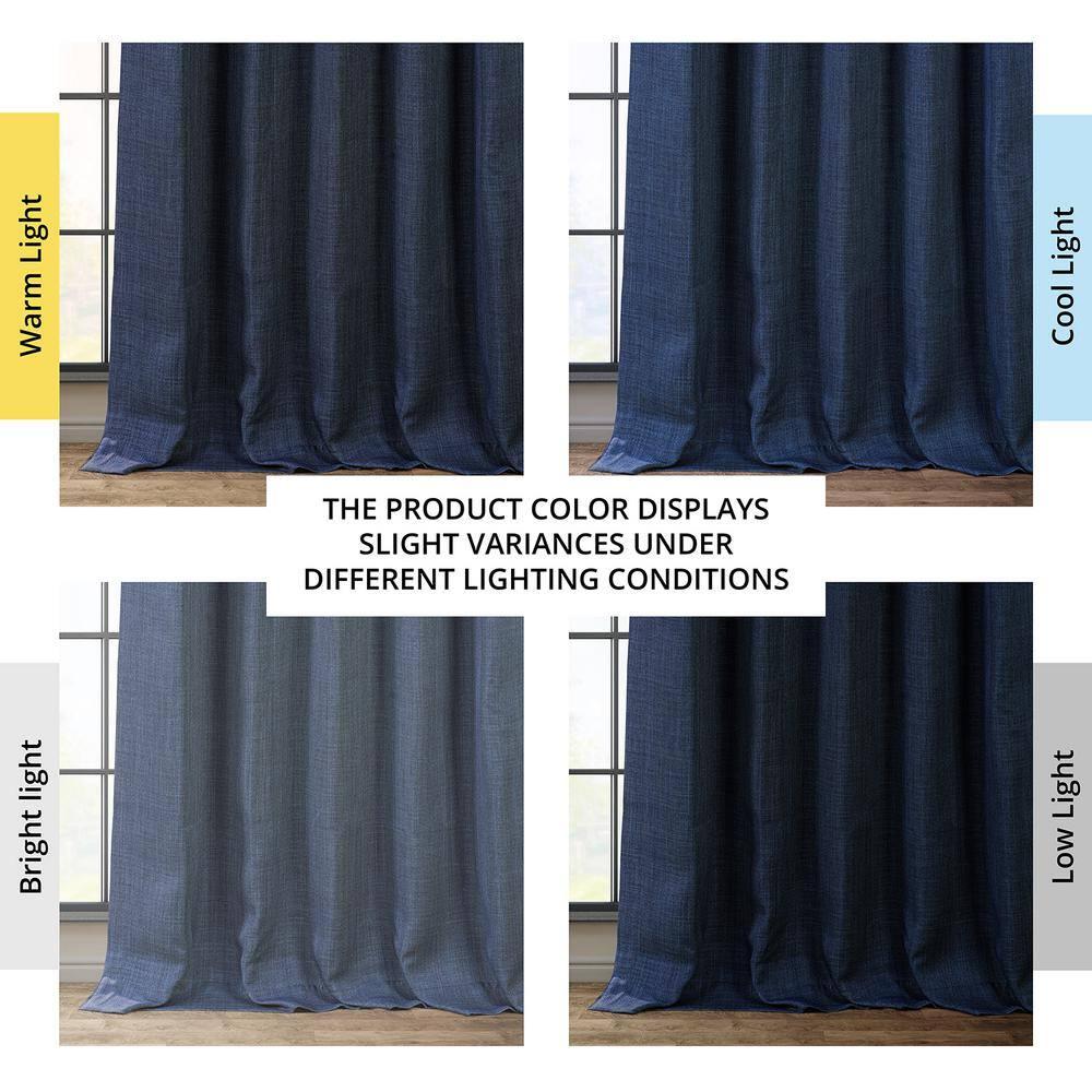 HPD Half Price Indigo Faux Linen Room Darkening Curtains for Bedroom & Living Room Curtains (1 Panel), Window Curtains 108 inches long, Rod pocket curtains & drapes, 50W X 108L