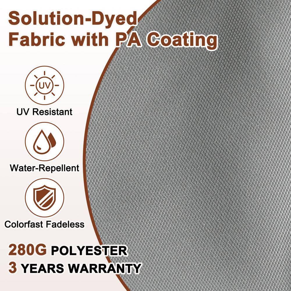 10ft Square Solar LED Cantilever Patio Umbrella with Bluetooth Light for Outdoor Shade Grey with base B