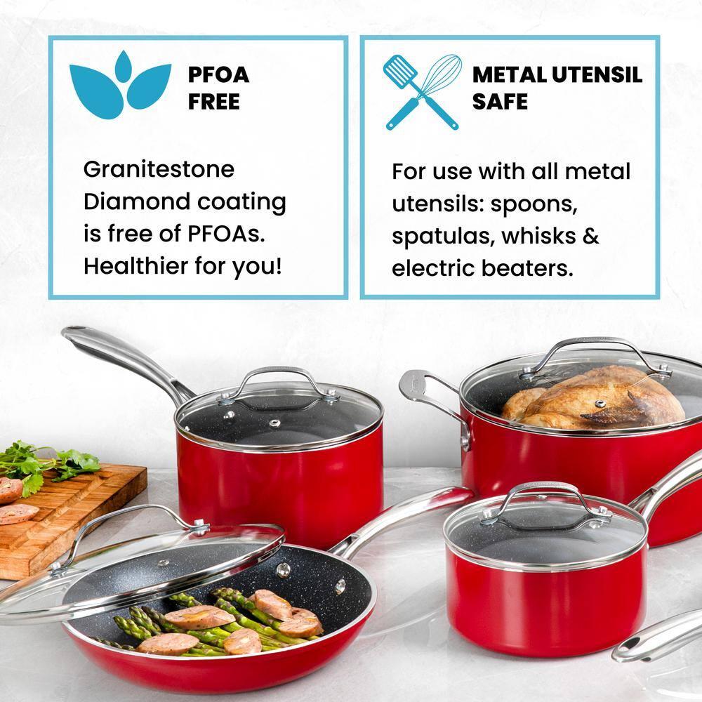 Granitestone Blue 20 Piece Aluminum Non Stick Cookware & Bakeware Set with Ultra Nonstick Surface, Oven & Dishwasher Safe