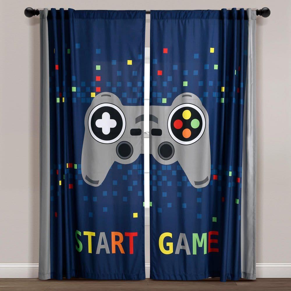 Lush Decor Video Games Window Curtain Panels Navy/Multi 52X84 Set (Set of 2)