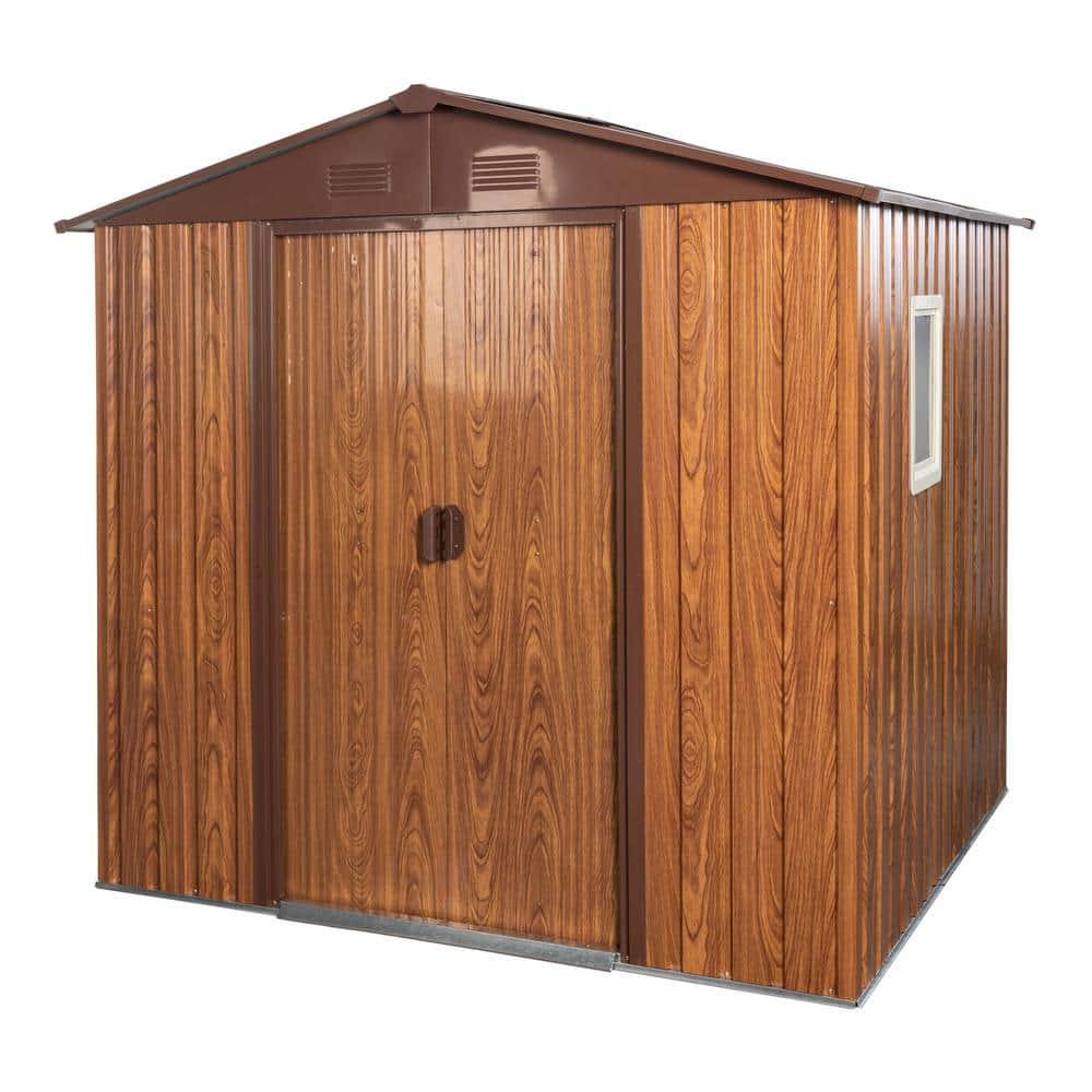 6Ft X 6Ft Outdoor Metal Storage Shed With Metal Floor Base ,With Window