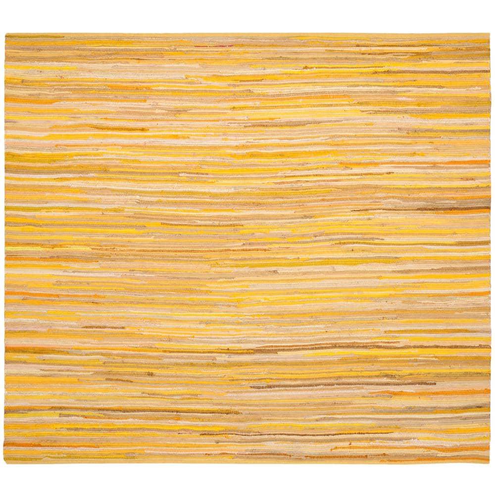 Rag Area Rug RAR130 Hand Woven Area Rug - Yellow/Multi - 4'x4' - Safavieh.